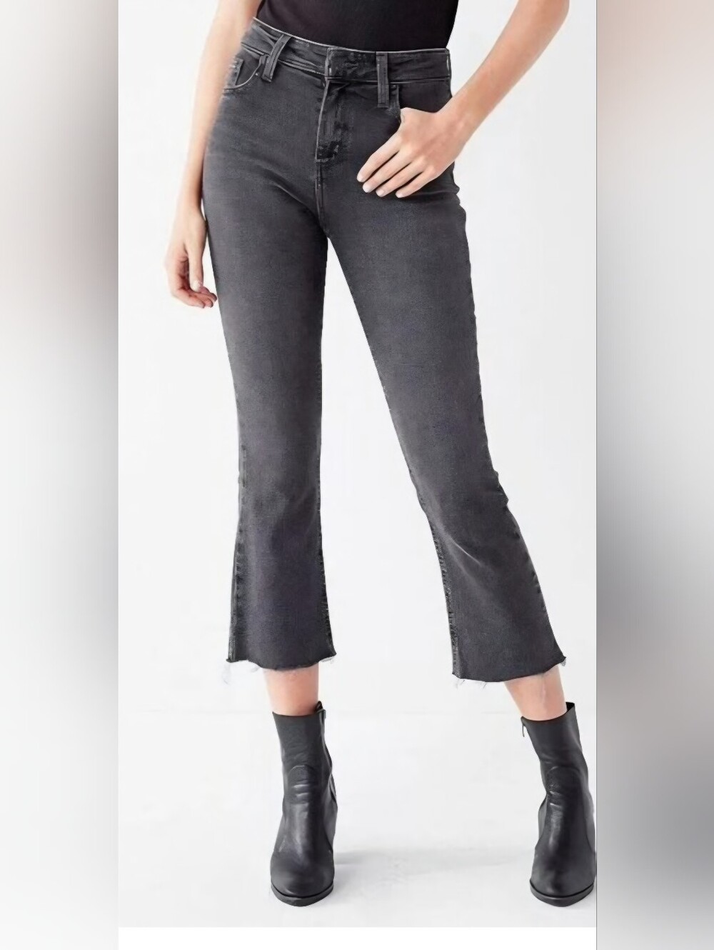 BDG Womens Kick Flare High Rise Crop Jean Size 25 In Black